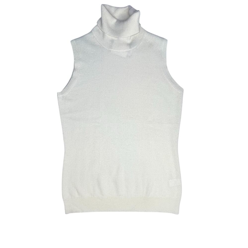 in Cashmere women’s 100% Cashmere turtleneck tank sweater L whisper white New - Picture 6 of 10